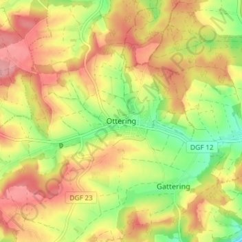 Topografische Karte Ottering, Höhe, Relief