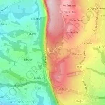 Topografische Karte Col du Banchet, Höhe, Relief