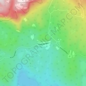 Topografische Karte Helleberg, Höhe, Relief
