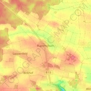 Topografische Karte Rupertsbuch, Höhe, Relief
