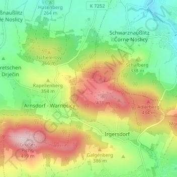Topografische Karte Sora, Höhe, Relief