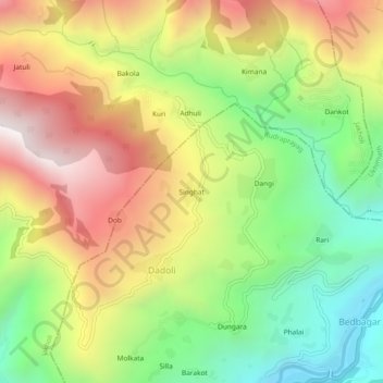 Topografische Karte Singhat, Höhe, Relief