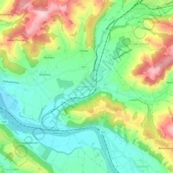 Topografische Karte Grünenmatt, Höhe, Relief