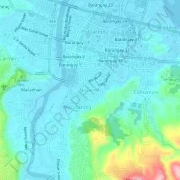 Topografische Karte Nazareth, Höhe, Relief