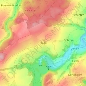 Topografische Karte Staitz, Höhe, Relief