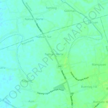 Topografische Karte Nalsian Norte, Höhe, Relief