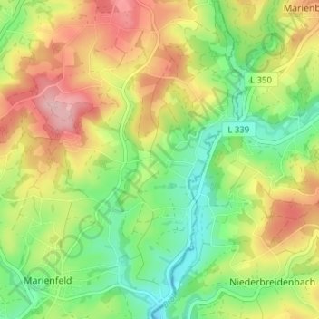 Topografische Karte Ophausen, Höhe, Relief