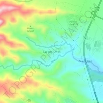 Topografische Karte Sapang Uwak, Höhe, Relief