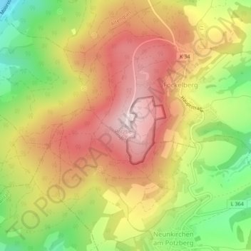 Topografische Karte Potzberg, Höhe, Relief