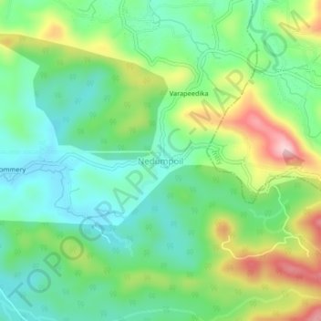Topografische Karte Nedumpoil, Höhe, Relief