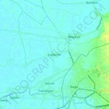 Topografische Karte Canaman, Höhe, Relief