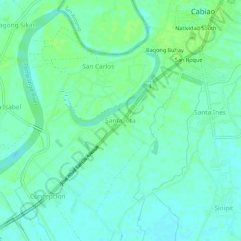 Topografische Karte Santa Rita, Höhe, Relief