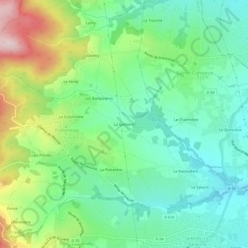 Topografische Karte La Garnière, Höhe, Relief
