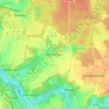 Topografische Karte Wenzingen, Höhe, Relief