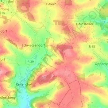 Topografische Karte Altenried, Höhe, Relief