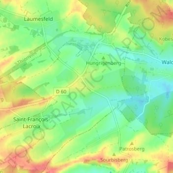 Topografische Karte Lacroix, Höhe, Relief