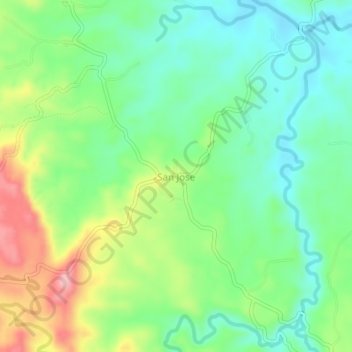 Topografische Karte San Jose, Höhe, Relief