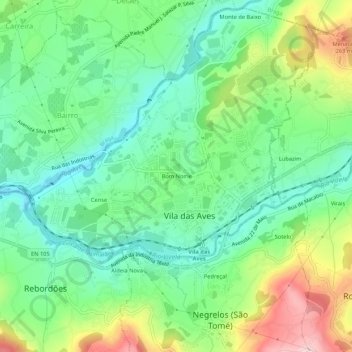 Topografische Karte Bom Nome, Höhe, Relief