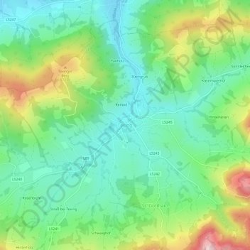Topografische Karte Texing, Höhe, Relief