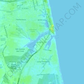 Topografische Karte Rudee Heights, Höhe, Relief