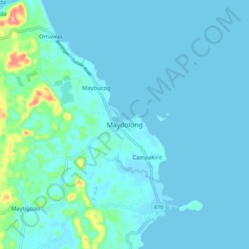 Topografische Karte Maydolong, Höhe, Relief
