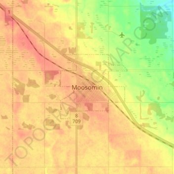Topografische Karte Moosomin, Höhe, Relief