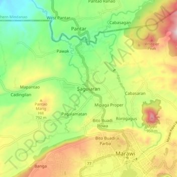 Topografische Karte Saguiaran, Höhe, Relief