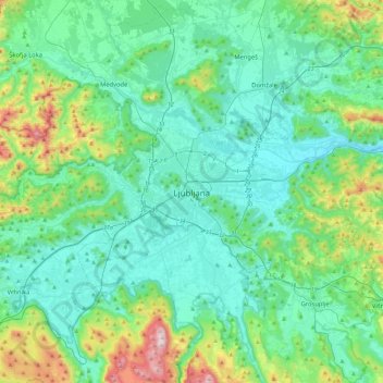 Topografische Karte Laibach, Höhe, Relief