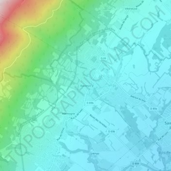 Topografische Karte Baizenas, Höhe, Relief