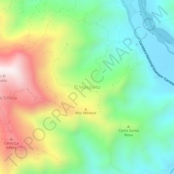 Topografische Karte El Mosquito, Höhe, Relief