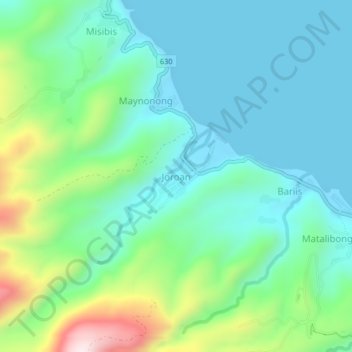 Topografische Karte Joroan, Höhe, Relief