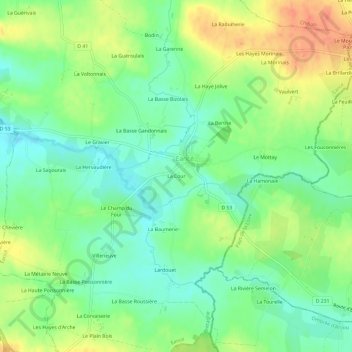 Topografische Karte La Cour, Höhe, Relief