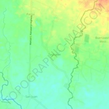 Topografische Karte Tagbakin, Höhe, Relief