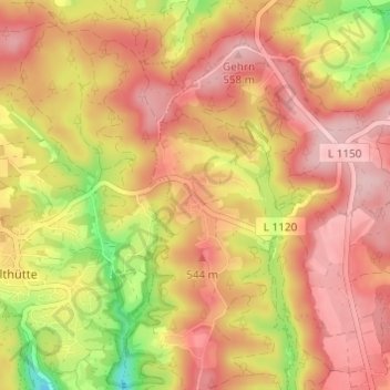 Topografische Karte Ebni, Höhe, Relief