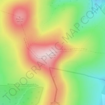 Topografische Karte Djouce, Höhe, Relief