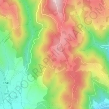 Topografische Karte Rabiat, Höhe, Relief