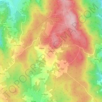Topografische Karte La Garde, Höhe, Relief