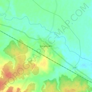 Topografische Karte Sonamukhi, Höhe, Relief