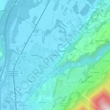 Topografische Karte Villard-Benoit, Höhe, Relief