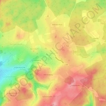 Topografische Karte Seibranz, Höhe, Relief