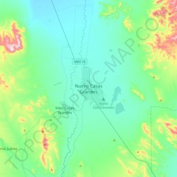 Topografische Karte Nuevo Casas Grandes, Höhe, Relief