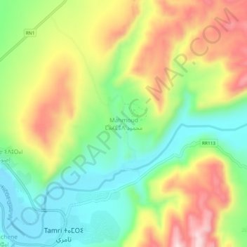Topografische Karte Mahmoud, Höhe, Relief