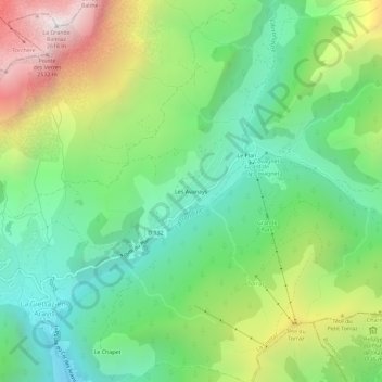 Topografische Karte Les Avanays, Höhe, Relief
