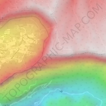 Topografische Karte Piton Fougères, Höhe, Relief