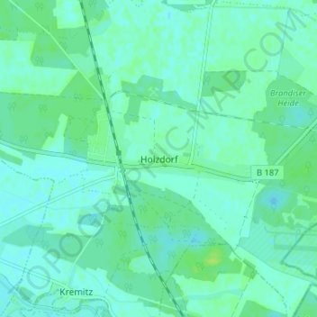 Topografische Karte Holzdorf, Höhe, Relief