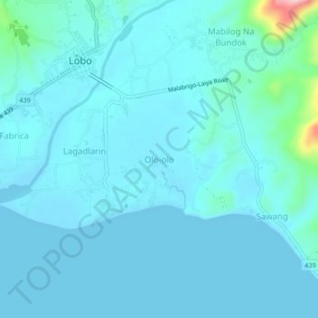 Topografische Karte Olo-olo, Höhe, Relief