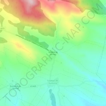 Topografische Karte Villalibre de Somoza, Höhe, Relief