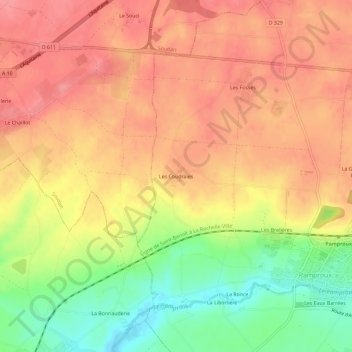 Topografische Karte Les Coudraies, Höhe, Relief