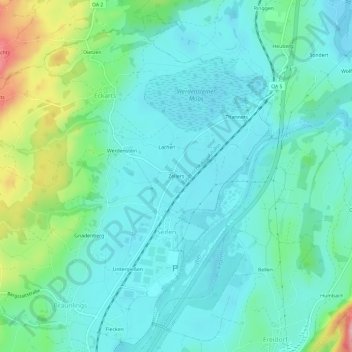 Topografische Karte Zellers, Höhe, Relief