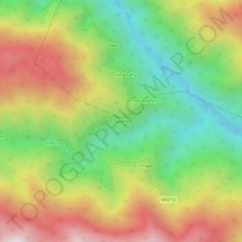 Topografische Karte Tapaha, Höhe, Relief
